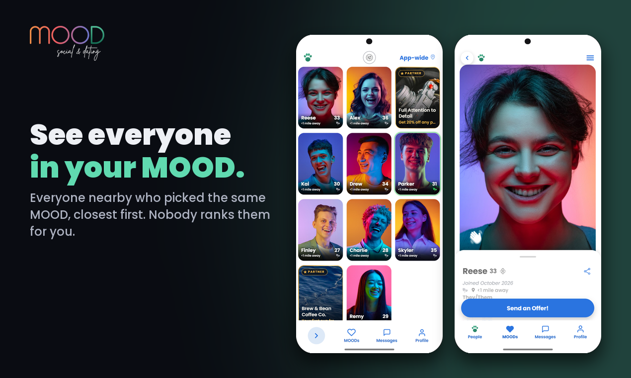 MOOD Social & Dating app screens, image 2