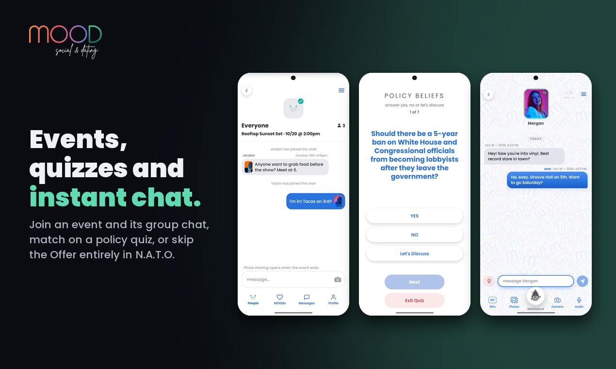 MOOD Social & Dating app screens, image 5